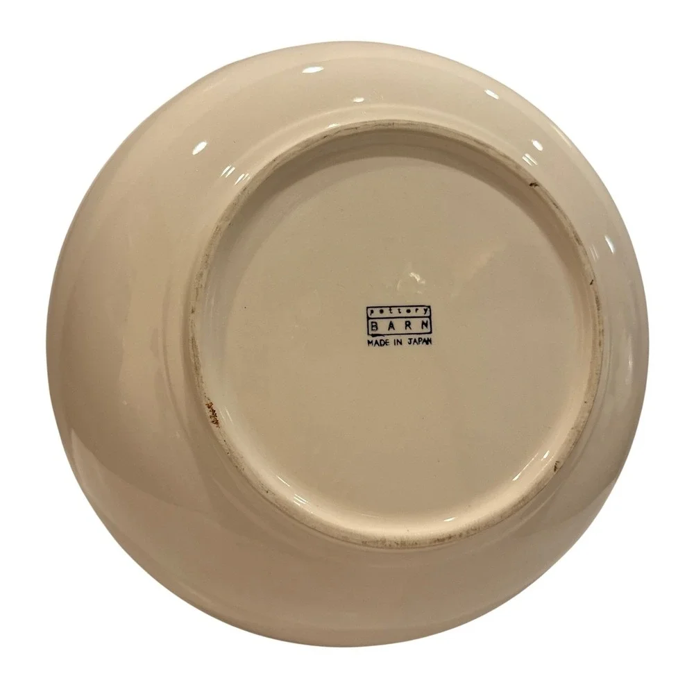 Pottery Barn VTG Vegetable Serving Bowl HandPainted Ceramic Japan Hairline Crack